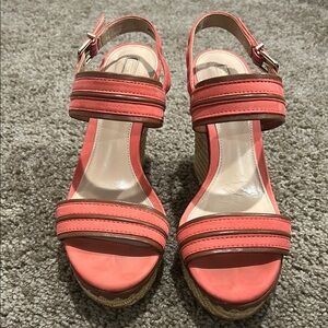 ANTONIO MELANI Pink Wedge Sandals with Ankle Strap